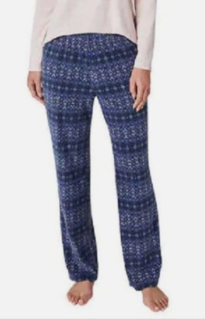 Eddie Bauer Sleepwear Womens XL Pajama Pants Polyester Flannel Blue Pattern
